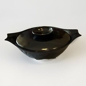 Vintage‎ Black Casserole Dish with Lid Serving Bowl Retro Kitchenware